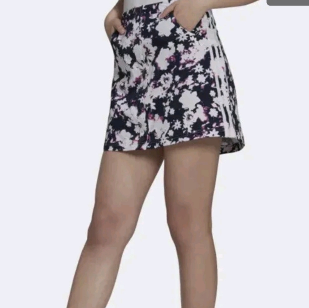 Adidas Bleached Out Floral Print Skirt